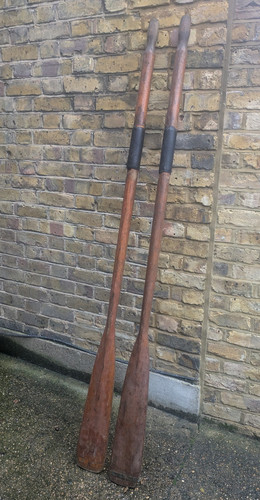 Vintage wooden boat oars - (y),