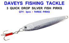 3 QUICK DROP SILVER FISH PIRKS 200g KAYA BOAT SEA FISHING LURE COD POLLOCK LING