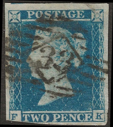 1849 two penny - qv, blue