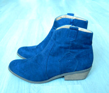 Dorothy Perkins Ladies Cowboy  Ankle Boot Blue Suede Size 6 / 39