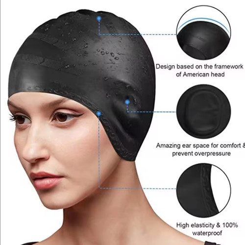 Silicone swimming cap with - cap,