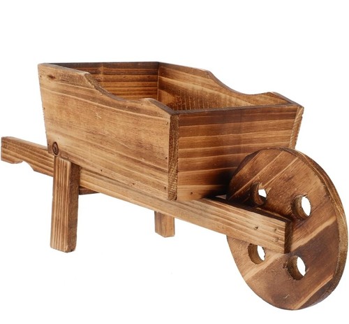 Wooden cart flower pot - wooden,