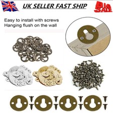 60PCS Metal Round Keyhole Picture Frame Hangers Two Hole Hanging Bracket Plate