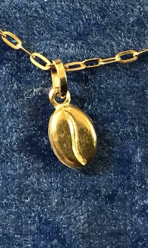 9ct gold coffee bean pendants - coffee,