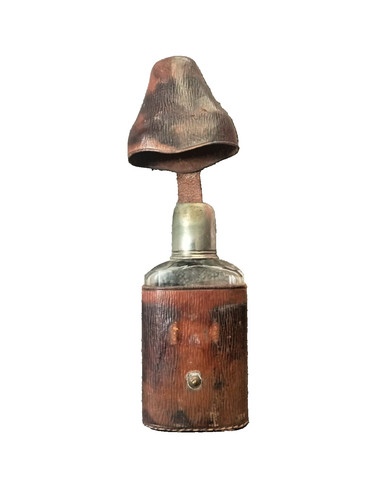 Antique hip flask leather - antique,