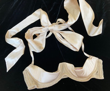 Agent Provocateur champayne silk 1/4 cup bra S pussy bow halter 32C 32B 34A new