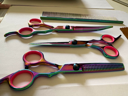 Rainbow dog grooming scissors - rainbow,