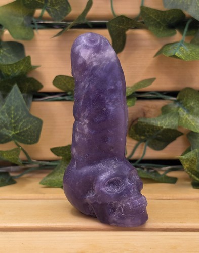 Purple lepidolite carved ding - purple,