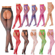 Women Mid Waist Fishnet Tights Suspenders Pantyhose Stretchy Thigh High Stocking