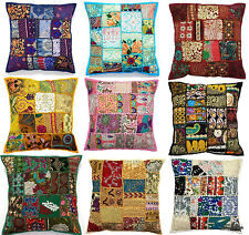 Handmade Vintage Patchwork Indian Ethnic Floor Pillow Boho Cushion Cover 50x50cm