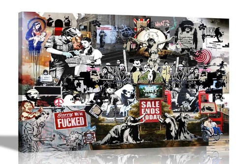 Collage banksy canvas - banksy, print