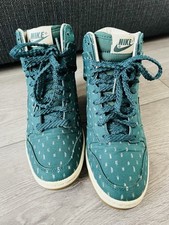 Womens Nike Dunk Sky Hi High Wedge Trainers size 4 EU 37.5 Teal White Print