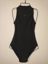 Speedo Black GB36 Hydrasuit High Neck Zip Back One Piece Swimsuit Lycra Bodysuit