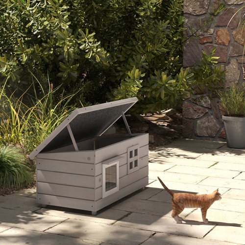 Wooden outdoor cat house - outdoor,
