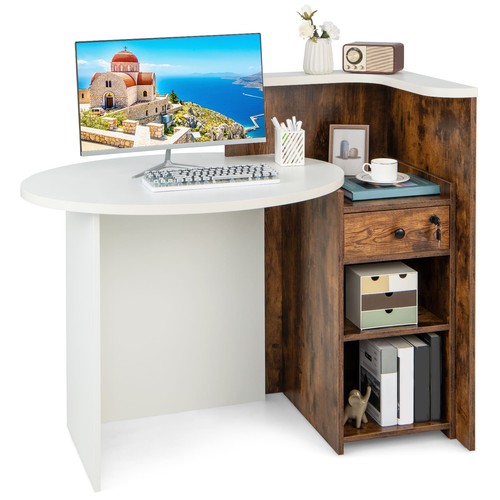 White reception desk front - reception,