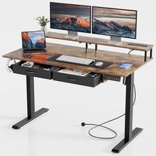 Standing Desk, Electric Height Adjustable Desk with 3 AC Outlets & 2 USB Ports