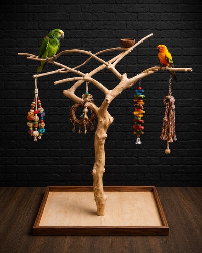 Natural java wood parrot tree - natural,