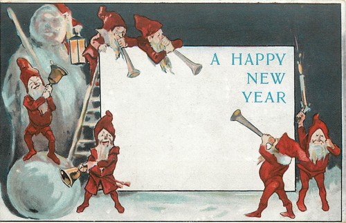 New years postcard - years,