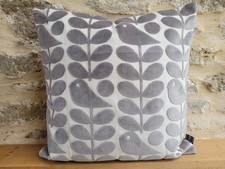 Orla Kiely Sixties Early Bird Velvet Fabric Stone &  Mink Velvet Cushion Cover