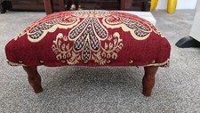 Vintage Wooden Tapestry Footstool