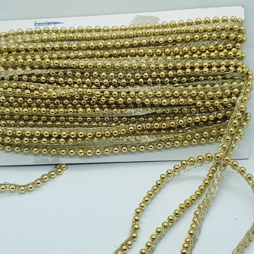 Gold pearl bead trim braid - gold,
