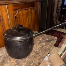 VINTAGE BLACK ENAMEL POT LONG