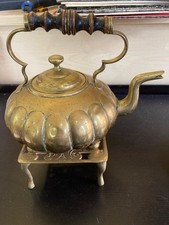 Vintage Antique French Brass Kettle & stand  