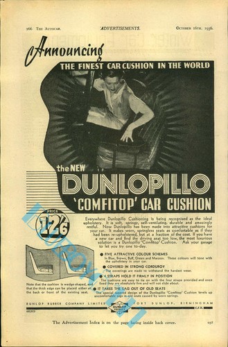 Dunlopillo car cushion advert - dunlopillo,