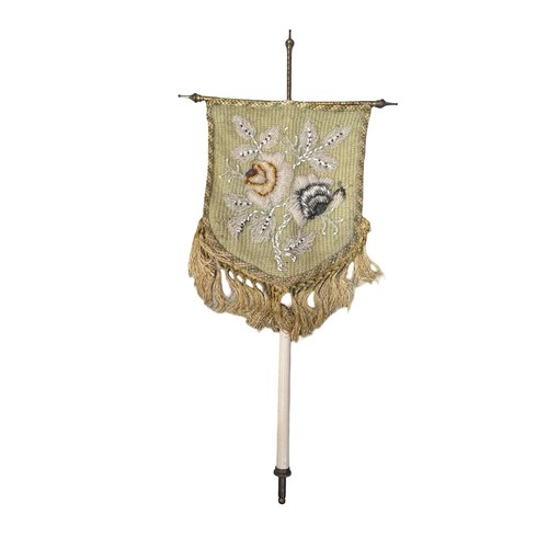 Vintage beaded floral tapestry - floral,