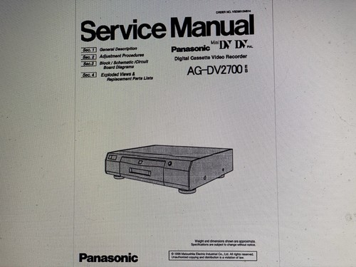 Panasonic dv2700 service - ag-dv2700,