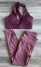 Fablets Womens Workout Outfit Leggings & Sports Bra Size Small Maroon Purple EUC