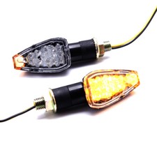 2X LED Black Motorcycle Bike Mini Amber Turn Signal Lights Blinker Indicator 12V