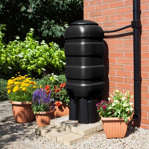 100l black water butt kit - black,