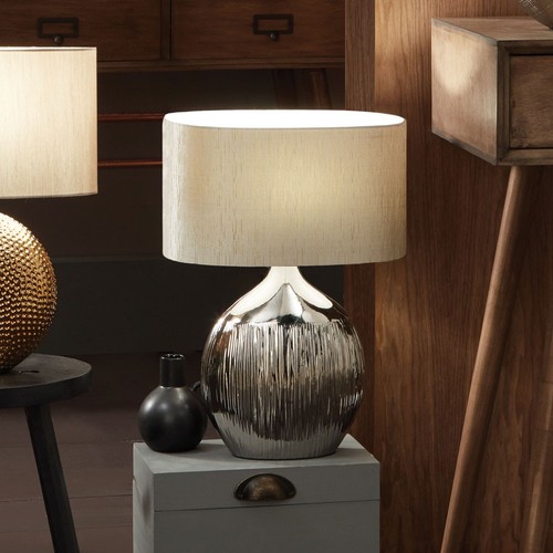 Silver ceramic table lamp - ceramic,