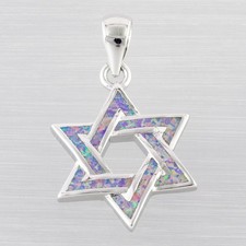Star of David Lavender Purple Fire Opal Silver Jewelry Necklace Pendant