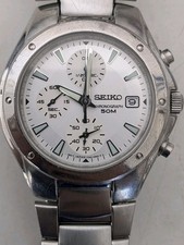 Seiko Chronograph Steel  7t92-0fx0 Working Good Condition One Link Scratched