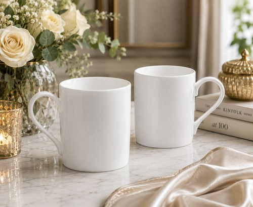 White mugs set bone china - 2,