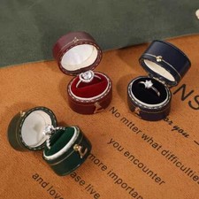 Vintage Leather Small Ring Box