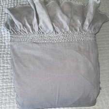 RH Teen Full/Queen Tattered Ruffled LINEN COTTON Duvet - Light Grey