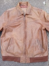 Men's Leather Chevignon Vintage Flight Bomber Jacket Xl