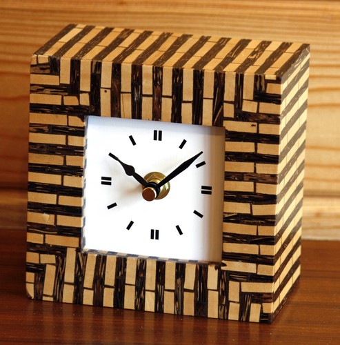 New 12cm bamboo mantel clock - new,