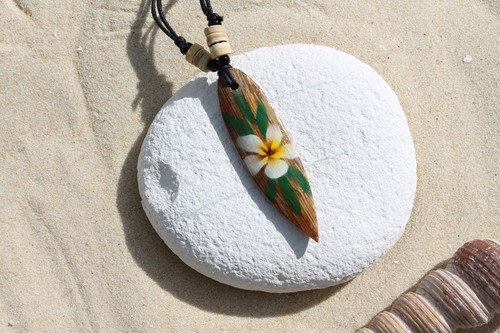 Surfboard necklace wooden - surfboard,