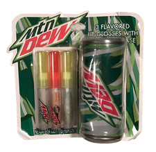 2010 Mountain Dew Lip Set- Code Red Balm -3 Mtn Dew Gloss w/Soda Case- NRFP 💚🥤