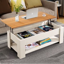 Wooden Coffee Table With Storage Lift Top Up Drawer Shelf Living Room Furniture