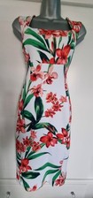 BNWOT M@S Petite Collection Wite Floral Print Bodycon Pencil Midi Dress. Size 10