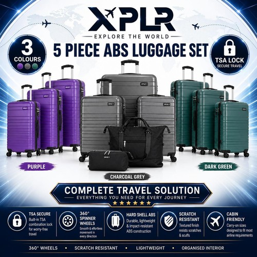 Xplr piece luggage set abs - luggage,