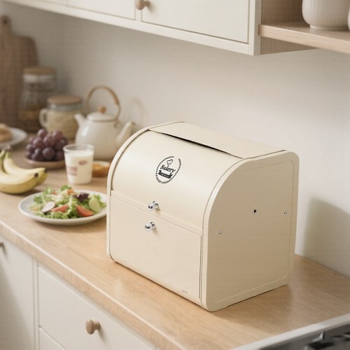 Metal bread bin double layer - metal,