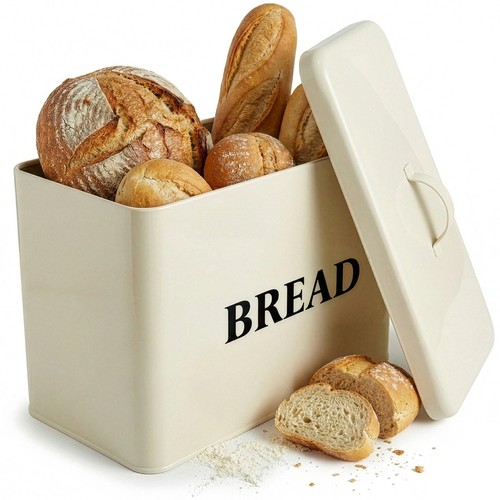 Bread bin vintage cream - cream, tin