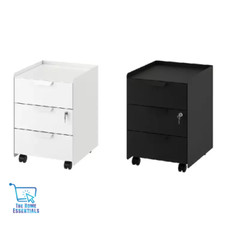 Ikea 3 Drawer Metal Home Office Filing Drawer Unit on Castors Cabinet Locakable