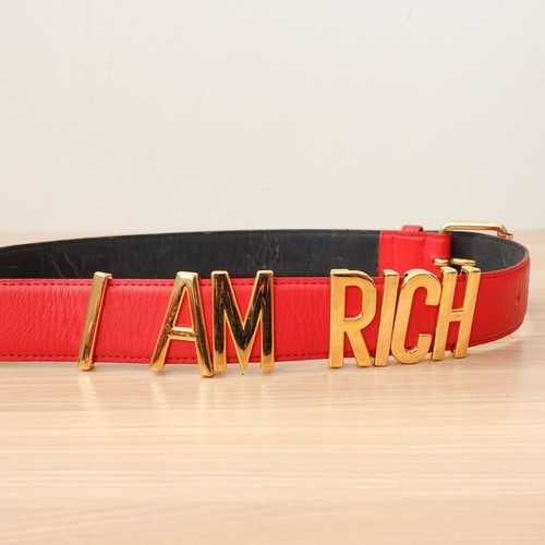 Moschino belt logo gold red - belt,